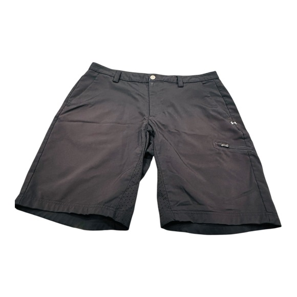 Under Armour Men's Size 38 Golf Shorts Black UA Tech Zip Pocket Perforated - Picture 2 of 8